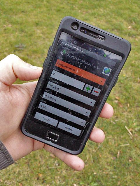 Invoeren data op telefoon